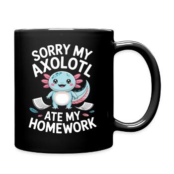 Axolotl-Hausaufgaben-Ausrede - Tasse einfarbig - Schwarz - Rechts