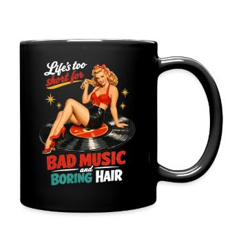 Pin-Up rétro sur disque vinyle : vinyle & rockabilly - Mug uni - noir - Droite