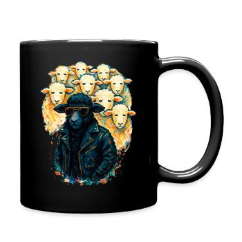 Black Sheep Nonconformist in Leather Jacket - Full Colour Mug - black - Right