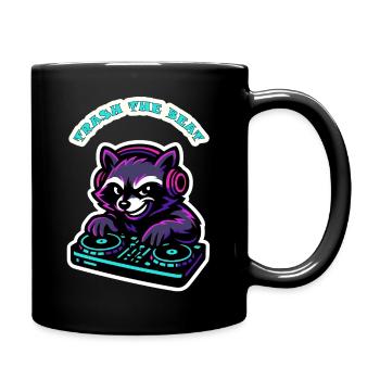 Trash The Beat – Waschbär-DJ Neon - Tasse einfarbig - Schwarz - Rechts