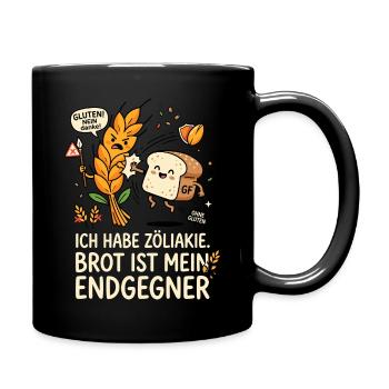 Zöliakie Brot Gegner Humor Design - Tasse einfarbig - Schwarz - Rechts