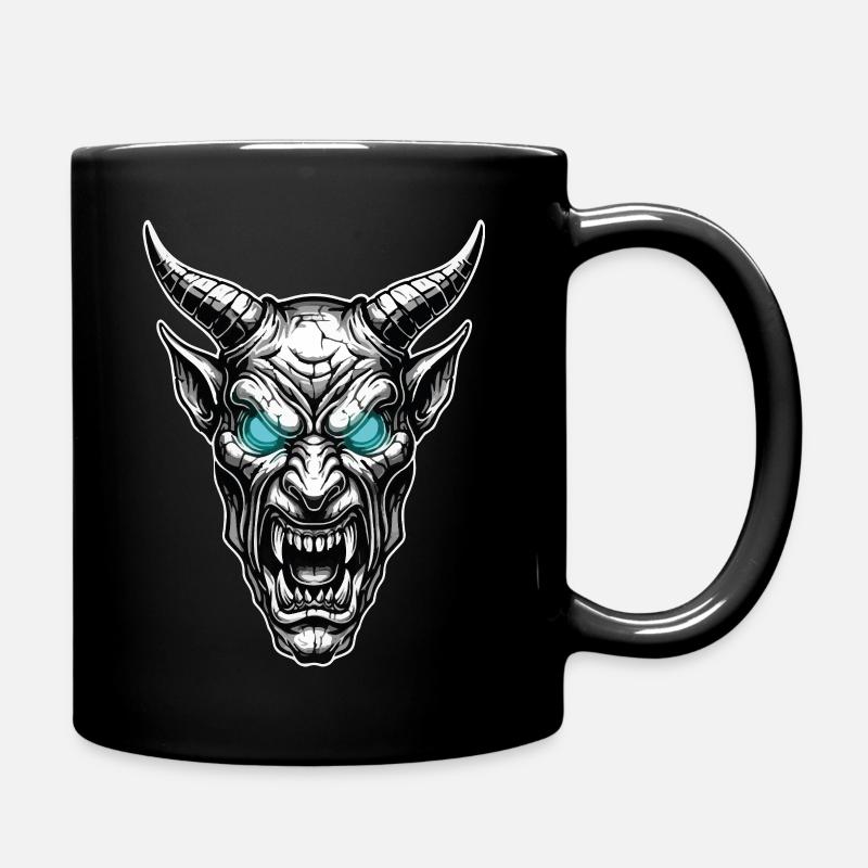 Démon Cornu Totem Gothique Yeux Bleus de Glace - Mug uni - noir