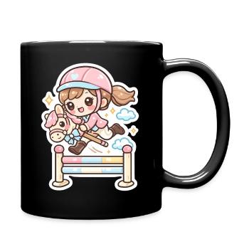 Kawaii Pony Sprung Hindernis - Tasse einfarbig - Schwarz - Rechts