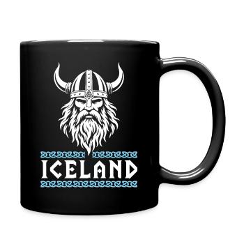 Island Wikinger Helm Nordisch Odin Design Motiv - Tasse einfarbig - Schwarz - Rechts
