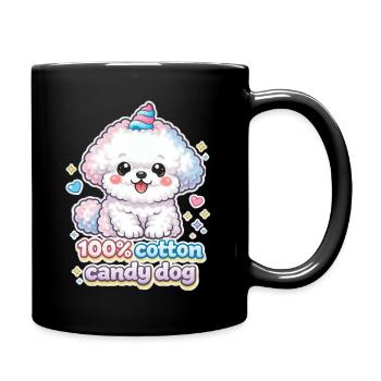 Cotton Candy Dog - cute Bichon Frisé dog Design - Tasse einfarbig - Schwarz - Rechts