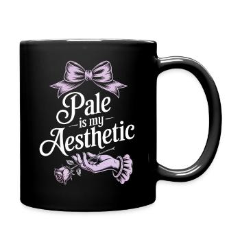 Blasse ästhetische Rosenschleife - Tasse einfarbig - Schwarz - Rechts
