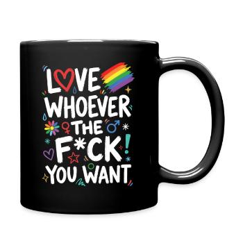 LGBT-Pride-Monat – Liebe wen zum Teufel du willst - Tasse einfarbig - Schwarz - Rechts