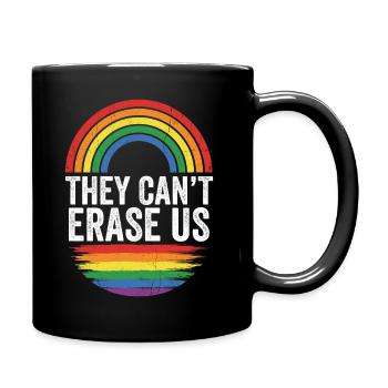 LGBTQ Pride Month - They Cant Erase Us - Full Colour Mug - black - Right