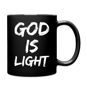 god is light - Tasse einfarbig - Schwarz - Rechts