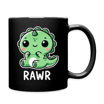 Cute Dinosaur T-Rex Cartoon Roar Comic - Full Colour Mug - black - Right