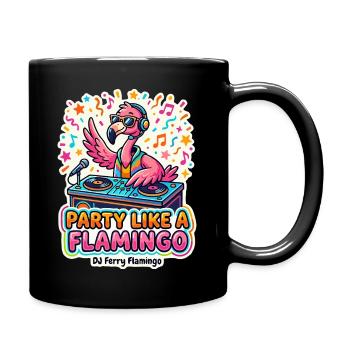 Fête comme un flamant rose - Mug uni - noir - Droite