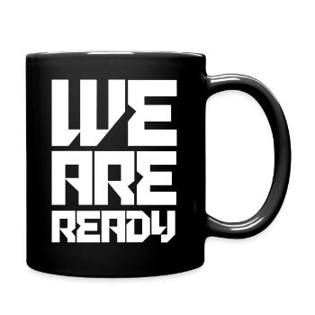 Wir sind bereit, Fußball - Tasse einfarbig - Schwarz - Rechts