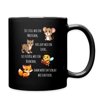 Schlau wie ein Fuchs - Motivation Einschulung  - Tasse einfarbig - Schwarz - Rechts