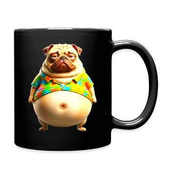Batik-Pug Sommer-T-Shirt - Tasse einfarbig - Schwarz - Rechts