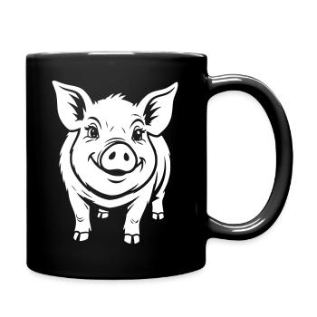 Pig Vector Graphic Piggy Funny - Full Colour Mug - black - Right