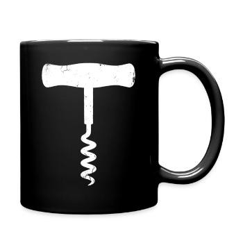 Korkenzieher Vintage Wein Icon - Tasse einfarbig - Schwarz - Rechts