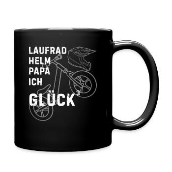 Laufrad Helm Papa – Kindermotiv - Tasse einfarbig - Schwarz - Rechts