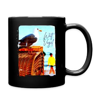 Möwe Wattvogel am Strand - Tasse einfarbig - Schwarz - Rechts
