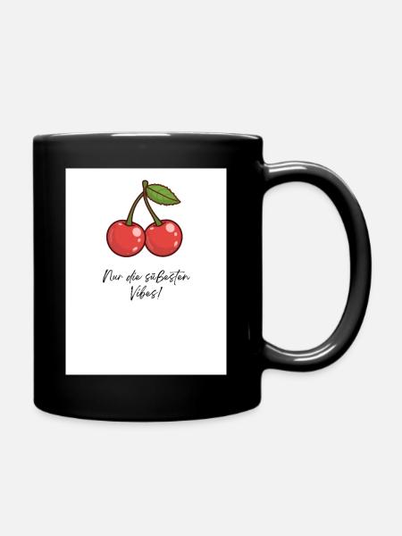 Kirsch-Vibes Süße Momente - Tasse einfarbig - Schwarz