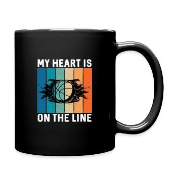 Herz am Ball auf Linie - Tasse einfarbig - Schwarz - Rechts