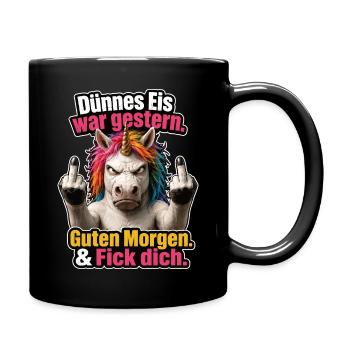 Einhorn Ohne Morgenlaune - Tasse einfarbig - Schwarz - Rechts