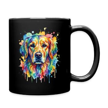 Rainbow Watercolor Dog Portrait - Full Colour Mug - black - Right
