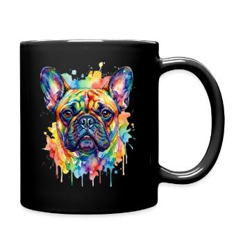 Bouledogue aquarelle coloré - Mug uni - noir - Droite