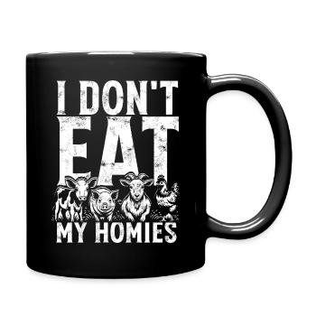 Les potes de la ferme ne mangent pas mes potes - Mug uni - noir - Droite