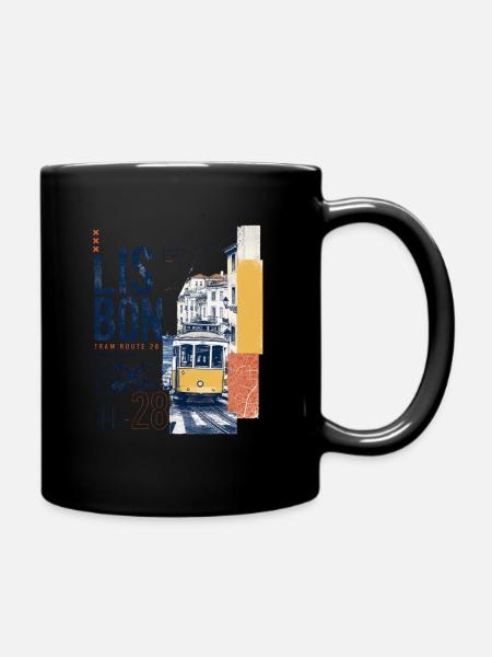 Lissabon Tram 28 Collage - Tasse einfarbig - Schwarz