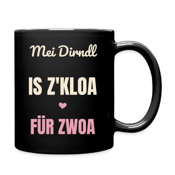 Mei Dirndl is z’kloa für Zwoa Schwanger Volksfest - Tasse einfarbig - Schwarz - Rechts