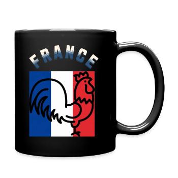 Hahn und Trikolore: Art Frankreich - Tasse einfarbig - Schwarz - Rechts