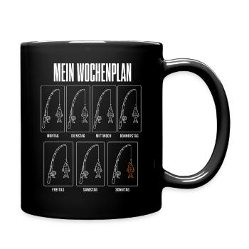 Mein Wochenplan Lustiges Angler Motiv Angeln mit - Tasse einfarbig - Schwarz - Rechts