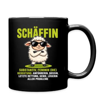 Schäffin - Lustiges Schaf Design für Chefinnen - Tasse einfarbig - Schwarz - Rechts