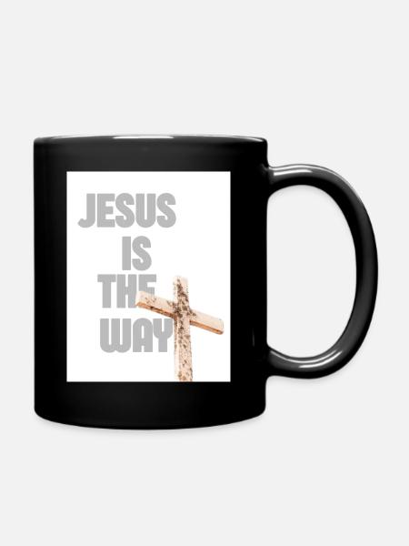 Jesus Is The Way Cross Graphic - Full Colour Mug - black