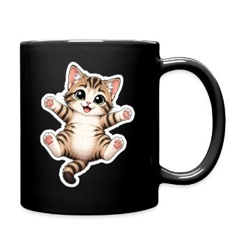 Chat aux pattes tendues - Mug uni - noir - Droite
