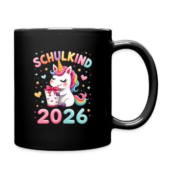 Schulkind 2026 Einschulung 2026 Schulanfang - Tasse einfarbig - Schwarz - Rechts