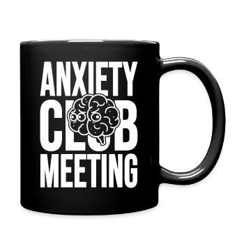 Anxiety Club Meeting with Brain - Full Colour Mug - black - Right