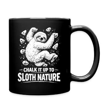 Faultier beim Bouldern – Chalk It Up Design - Tasse einfarbig - Schwarz - Rechts