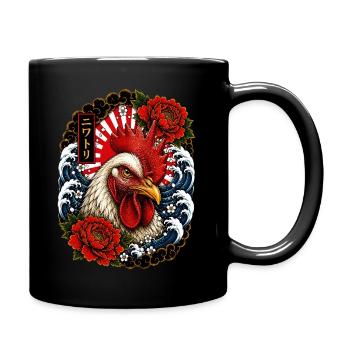 Hahn im japanischen Irezumi Tattoo Stil - Tasse einfarbig - Schwarz - Rechts