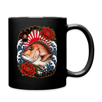Rotbrasse im japanischen Irezumi Tattoo Stil - Tasse einfarbig - Schwarz - Rechts