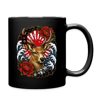 Hirsch im japanischen Irezumi Tattoo Stil - Tasse einfarbig - Schwarz - Rechts