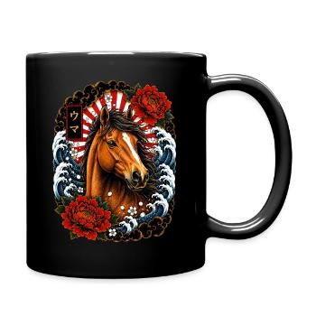 Pferd im japanischen Irezumi Tattoo Stil - Tasse einfarbig - Schwarz - Rechts