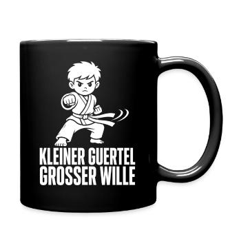 tKleiner Gürtel Großer Wille – Karate Kind - Tasse einfarbig - Schwarz - Rechts