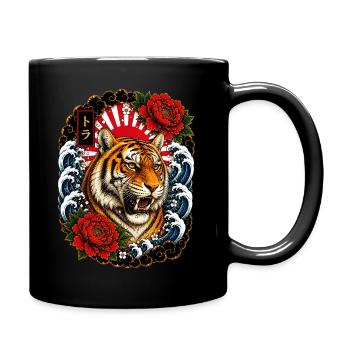 Tiger im japanischen Irezumi Tattoo Stil - Tasse einfarbig - Schwarz - Rechts