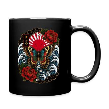 Schmetterling im japanischen Irezumi Stil - Tasse einfarbig - Schwarz - Rechts