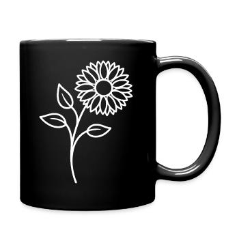 Sonnenblume One Line Blumenmotiv - Tasse einfarbig - Schwarz - Rechts