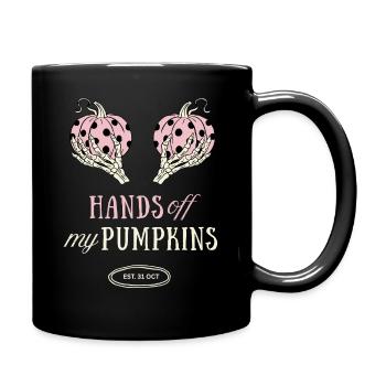 Hands Off My Pumpkins Halloween Kürbis Geschenk - Tasse einfarbig - Schwarz - Rechts