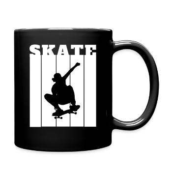 Skateboard Silhouette Skater Geschenk Cooles Shirt - Tasse einfarbig - Schwarz - Rechts