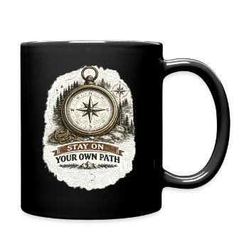 Stay On Your Own Path | Compass Design - Tasse einfarbig - Schwarz - Rechts