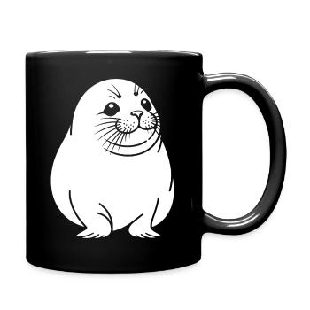 Moppelige Robbe One Line Tiermotiv - Tasse einfarbig - Schwarz - Rechts